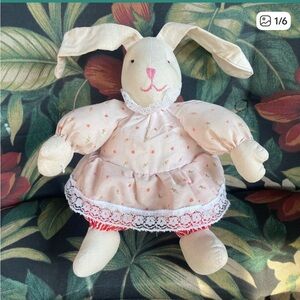 Charming Cream Bunny Plush with Dress